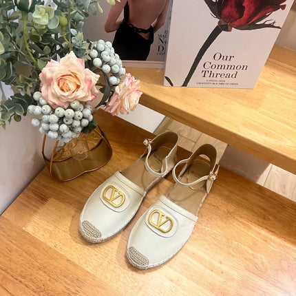 VALENTINO 26S ESPADRILLE SHOES IN WHITE CALFSKIN