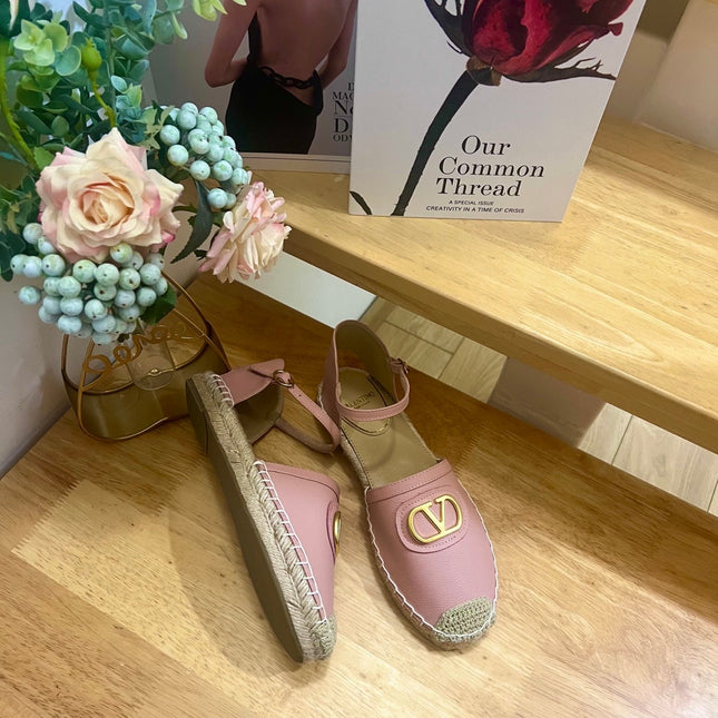 VALENTINO 26S ESPADRILLE SHOES IN LIGHT PINK CALFSKIN