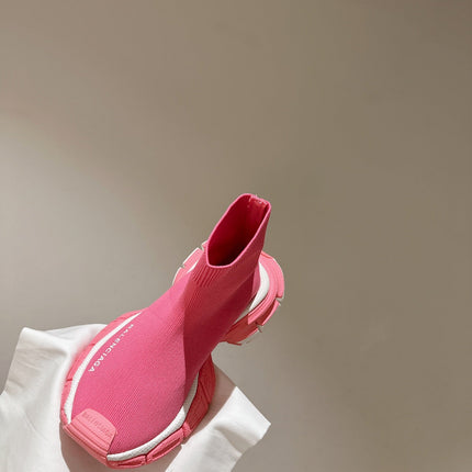 BALENCIAGA 25S SPEED TRAINER SNEAKERS 55 MM IN PINK KNIT