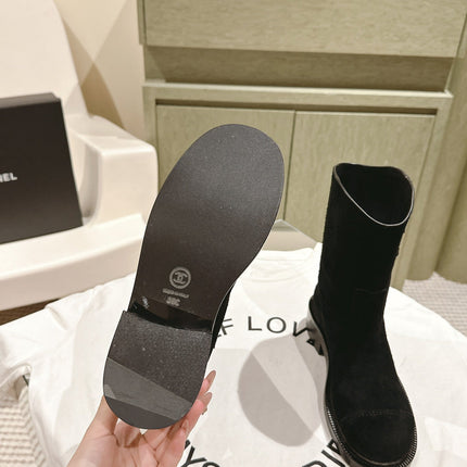 CC SHORT BOOTS BLACK SUEDE CALFSKIN
