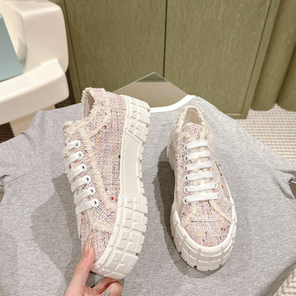 PRA DOUBLE WHEEL RE-NYLON GABARDINE SNEAKERS ALMOND FABRIC