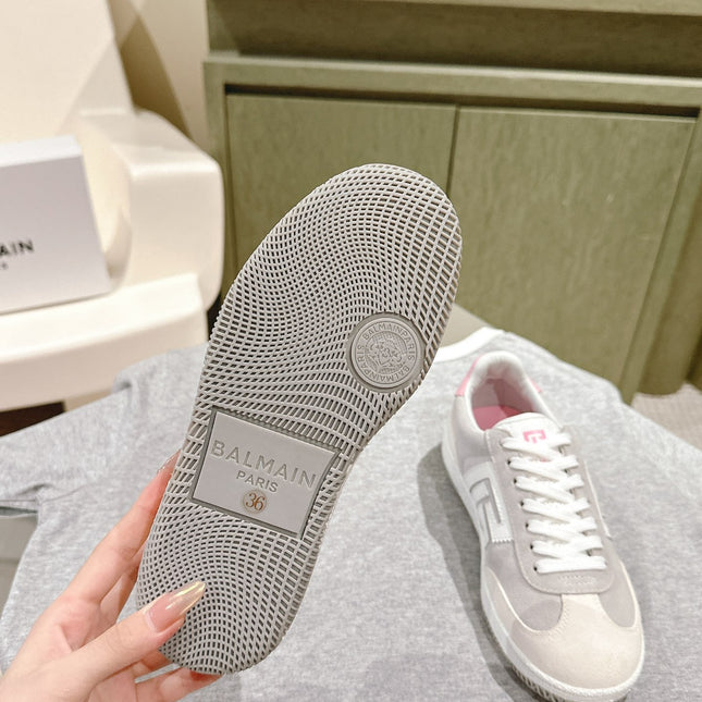 BALMAIN 26S SNEAKERS IN LIGHT BEIGE AND SOFT TAUPE SUEDE