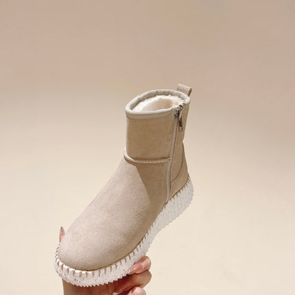 CHLOÉ 26S SHEARLING ANKLE BOOTS IN BEIGE SUEDE