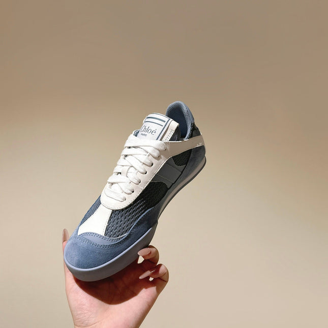 CHLOÉ 26S SNEAKERS IN BLUE MESH AND SUEDE