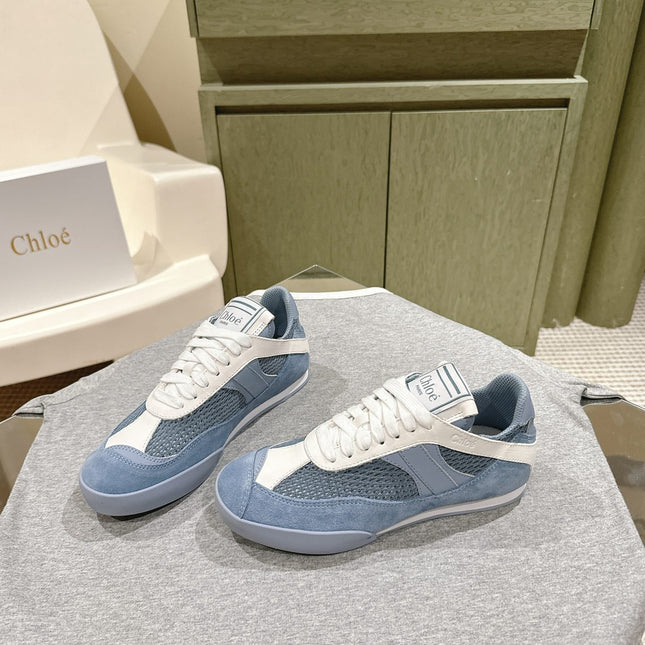 CHLOÉ 26S SNEAKERS IN BLUE MESH AND SUEDE