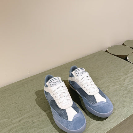 CHLOÉ 26S SNEAKERS IN BLUE MESH AND SUEDE