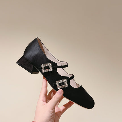 TRÈS VIVIER MARY JANE DOUBLE-STRAP IN BLACK SILK