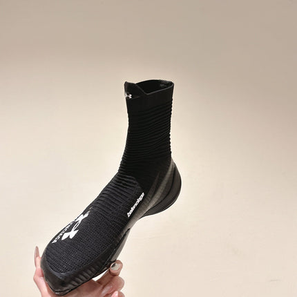 BALENCIAGA 25S HIGH-TOP SNEAKERS IN BLACK COTTON BLEND