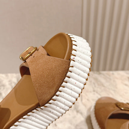 CHLOÉ 26S HIGH-HEELED SANDALS IN BROWN LAMBSKIN AND SUEDE