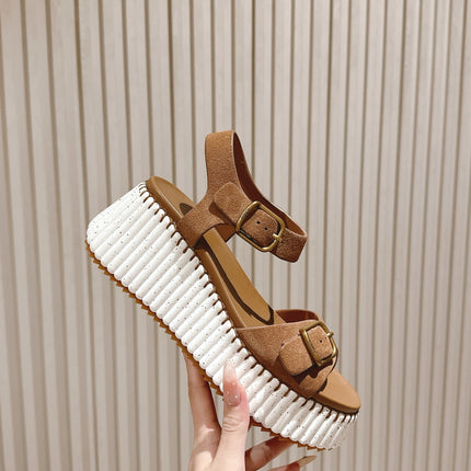 CHLOÉ 26S HIGH-HEELED SANDALS IN BROWN LAMBSKIN AND SUEDE