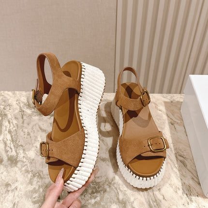 CHLOÉ 26S HIGH-HEELED SANDALS IN BROWN LAMBSKIN AND SUEDE