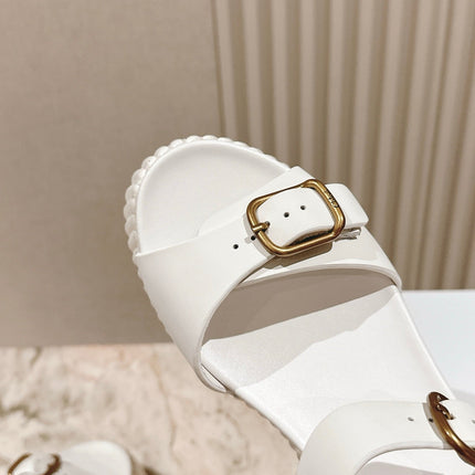 CHLOÉ 26S HIGH-HEELED SANDALS IN WHITE LAMBSKIN WITH GOLD HARDWARE