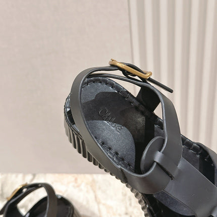 CHLOÉ 26S HIGH-HEELED SANDALS IN BLACK LAMBSKIN