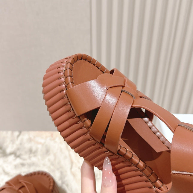 CHLOÉ 26S HIGH-HEELED SANDALS IN BROWN LAMBSKIN