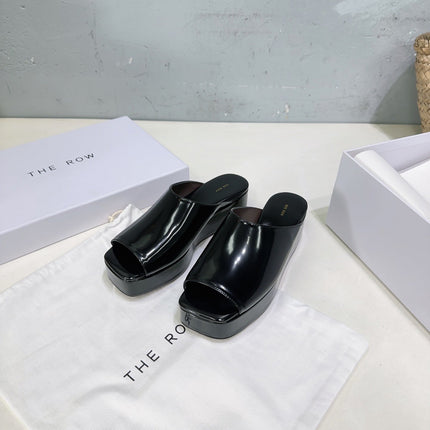 EMI FLATFORM SANDALS IN BLACK SHINY CALFSKIN
