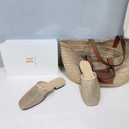 THE ROW 26S MULE FLATS IN BEIGE MESH FABRIC