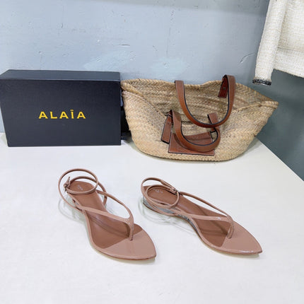 ALAIA 26S THONG SANDALS IN NUDE CALFSKIN