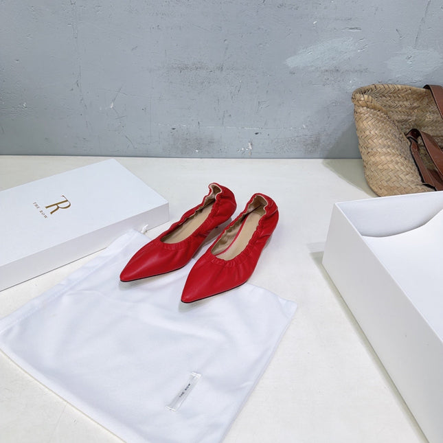 THE ROW 26S POINTED KITTEN HEEL PUMPS 35MM IN RED CALFSKIN