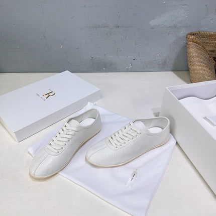 THE ROW 26S LACE-UP SNEAKERS IN WHITE GRAINED CALFSKIN
