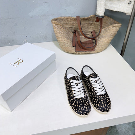 THE ROW 26S LACE-UP SNEAKERS IN BLACK LEOPARD CALF HAIR
