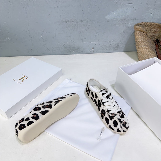 THE ROW 26S LACE-UP SNEAKERS IN LEOPARD CALF HAIR