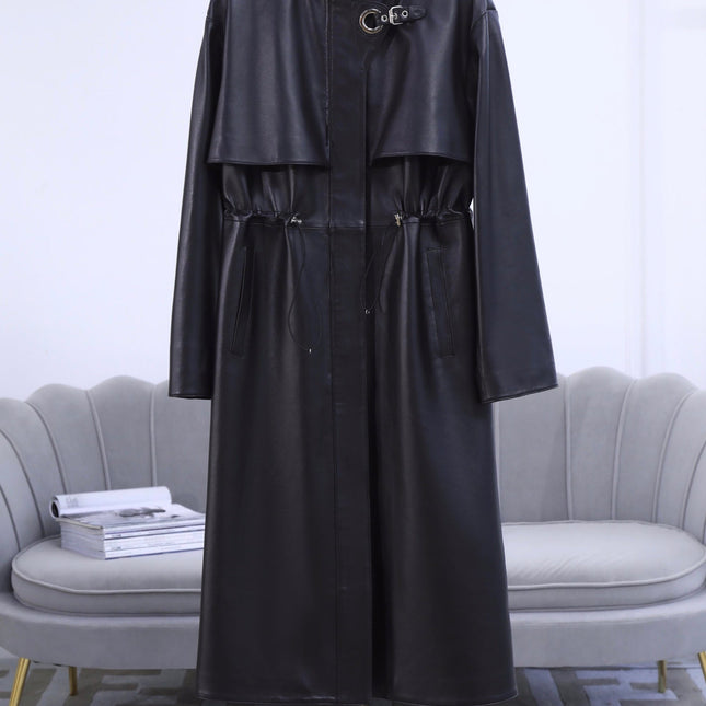 HERMES 25S LONG LEATHER COAT 359