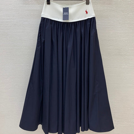 RALPH LAUREN 26S CONTRAST-WAIST MAXI SKIRT 602