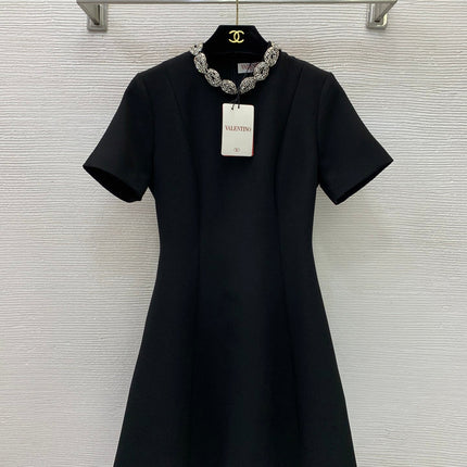 VALENTINO 26S NECK SHORT-SLEEVE A-LINE DRESS 340