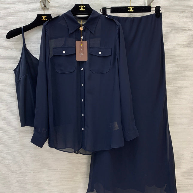 LORO PIANA 26S THREE-PIECE SHIRT SKIRT SET 971