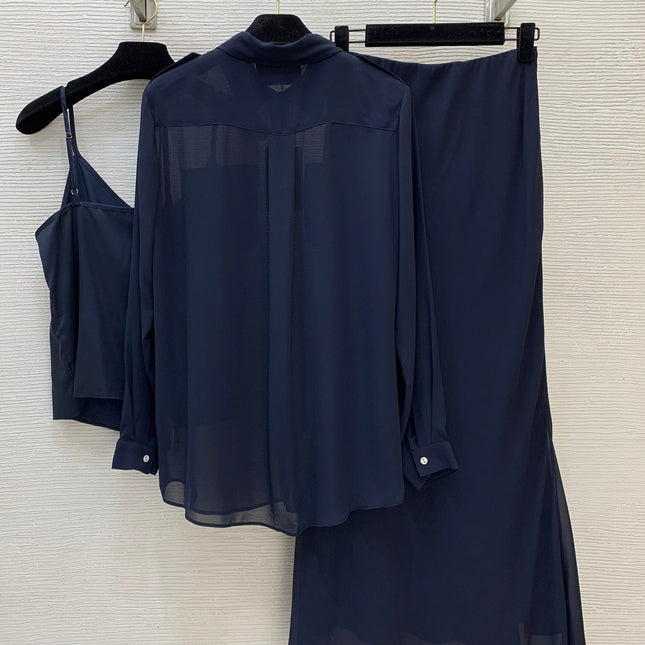 LORO PIANA 26S THREE-PIECE SHIRT SKIRT SET 971