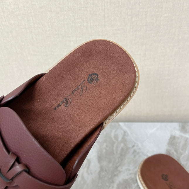 LP 26S LOCK MULE SLIDES IN BURGUNDY RED CALFSKIN SILVER HARDWARE