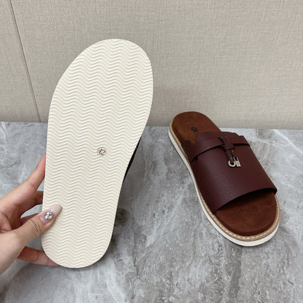 LP 26S LOCK MULE SLIDES IN BURGUNDY RED CALFSKIN SILVER HARDWARE