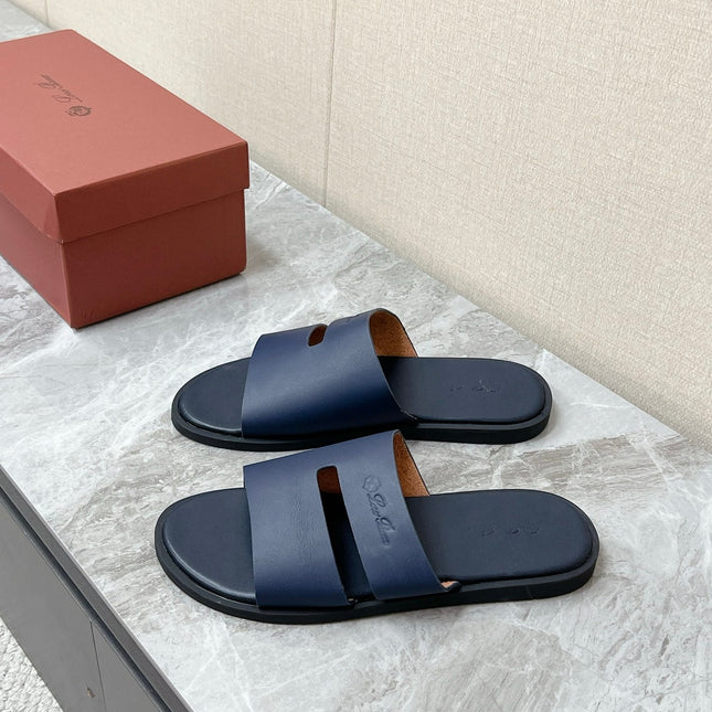 LP 26S CLASSIC H-CUT SLIDES IN NAVY BLUE CALFSKIN