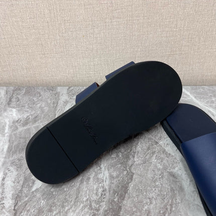 LP 26S CLASSIC H-CUT SLIDES IN NAVY BLUE CALFSKIN