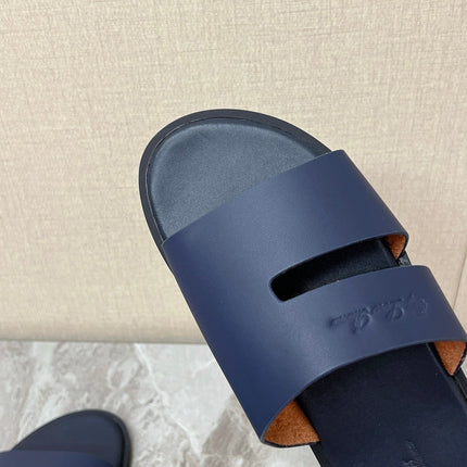 LP 26S CLASSIC H-CUT SLIDES IN NAVY BLUE CALFSKIN