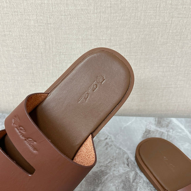 LP 26S CLASSIC H-CUT SLIDES IN BROWN CALFSKIN