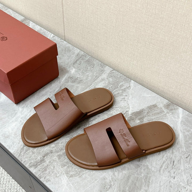 LP 26S CLASSIC H-CUT SLIDES IN BROWN CALFSKIN