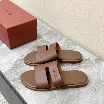 LP 26S CLASSIC H-CUT SLIDES IN BROWN CALFSKIN