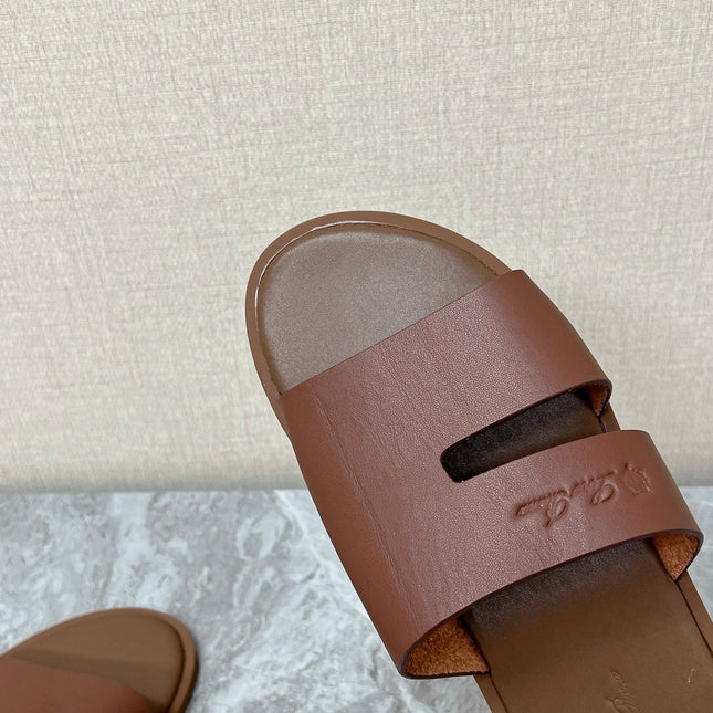 LP 26S CLASSIC H-CUT SLIDES IN BROWN CALFSKIN