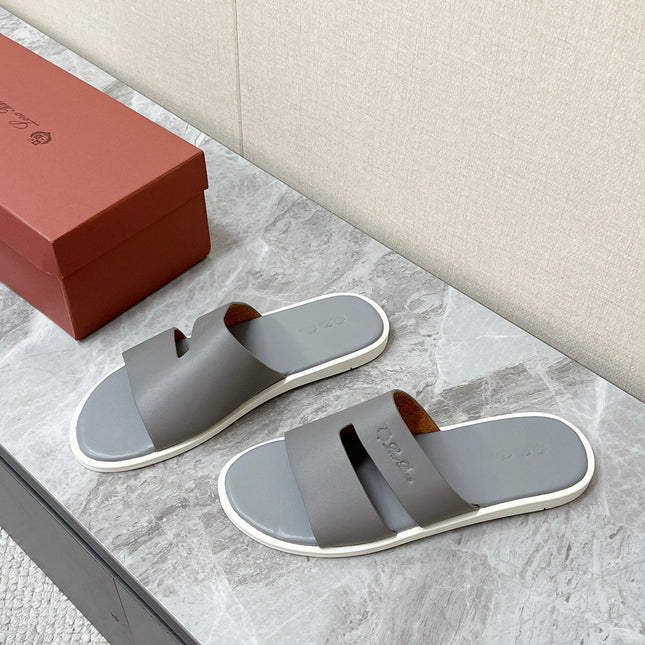 LP 26S CLASSIC H-CUT SLIDES IN GREY CALFSKIN