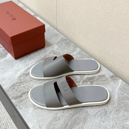 LP 26S CLASSIC H-CUT SLIDES IN GREY CALFSKIN