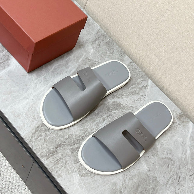 LP 26S CLASSIC H-CUT SLIDES IN GREY CALFSKIN