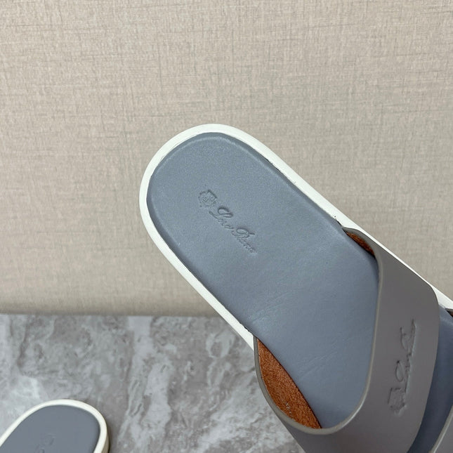 LP 26S CLASSIC H-CUT SLIDES IN GREY CALFSKIN