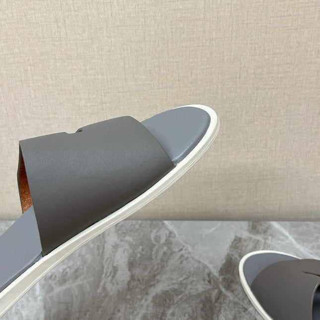 LP 26S CLASSIC H-CUT SLIDES IN GREY CALFSKIN