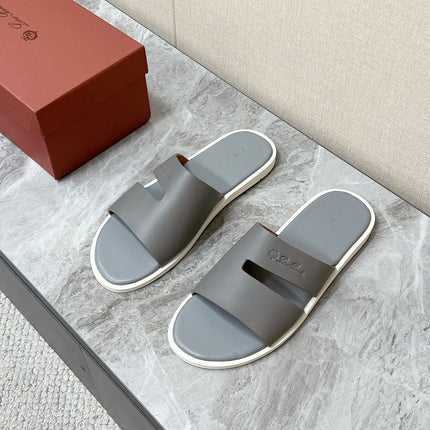 LP 26S CLASSIC H-CUT SLIDES IN GREY CALFSKIN