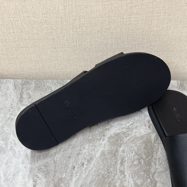 LP 26S CLASSIC H-CUT SLIDES IN BLACK CALFSKIN