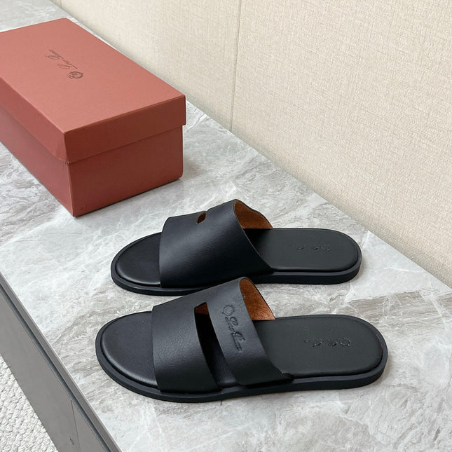 LP 26S CLASSIC H-CUT SLIDES IN BLACK CALFSKIN