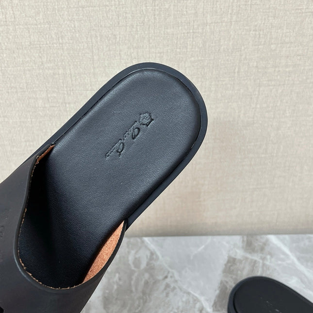 LP 26S CLASSIC H-CUT SLIDES IN BLACK CALFSKIN