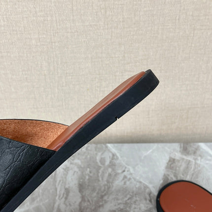 LP 26S CLASSIC H-CUT SLIDES IN BLACK GRAINED CALFSKIN