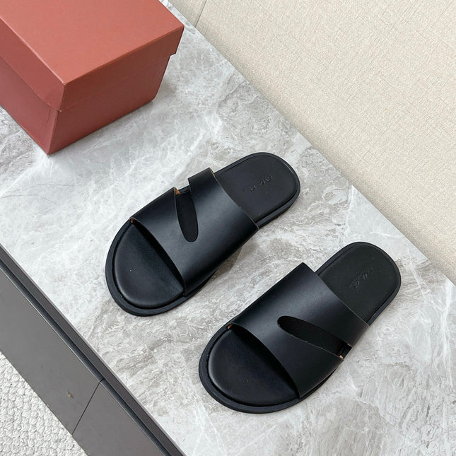 LP 26S CUTOUT SLIDES IN BLACK CALFSKIN